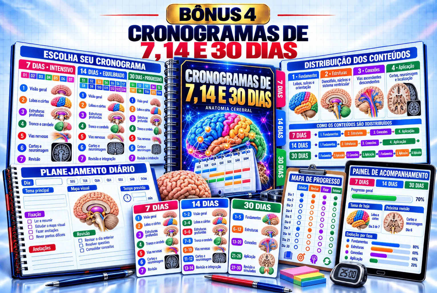 Cronogramas de Estudo de 7, 14 e 30 Dias
